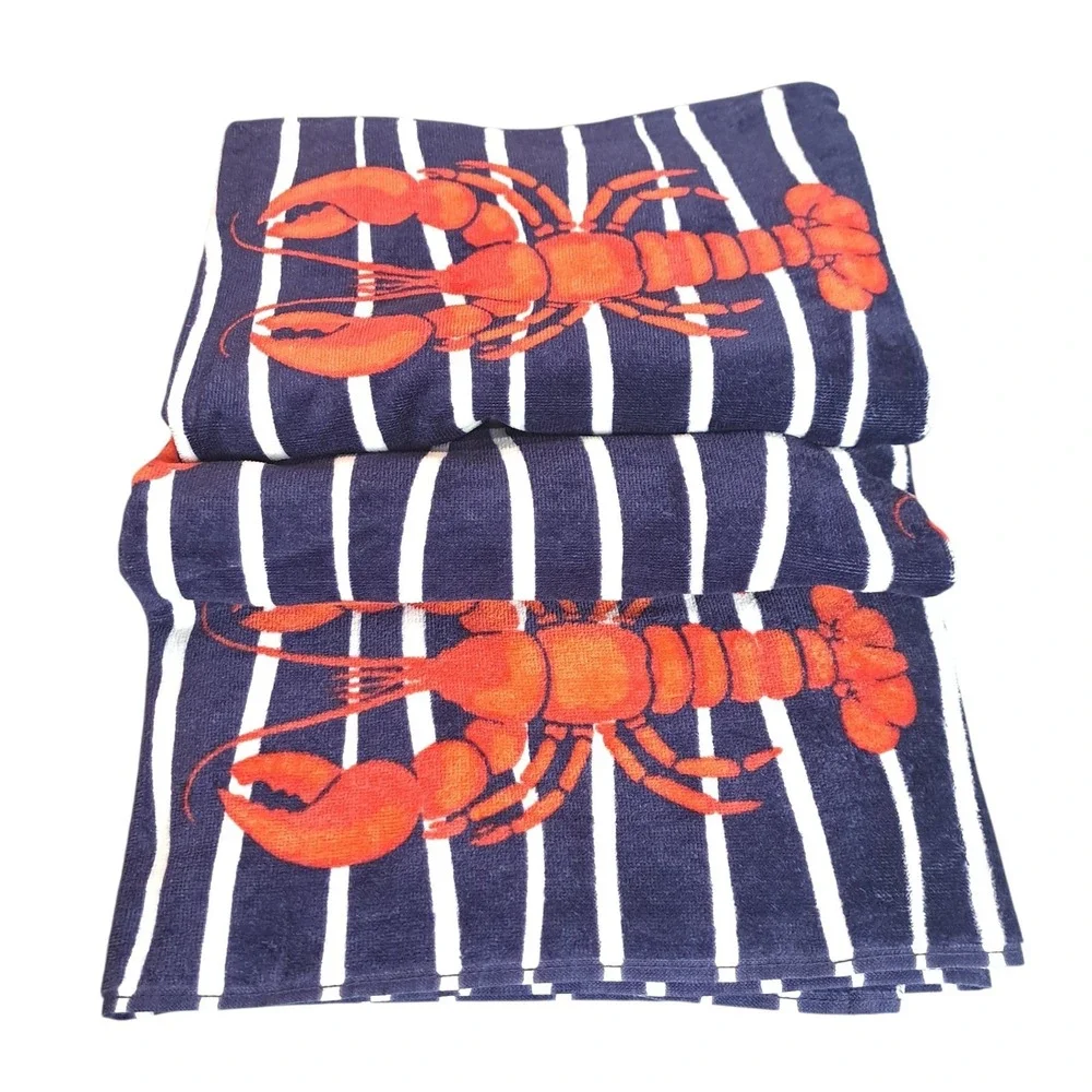 Brooks Brothers Oversized Beach Towel Lobster‎ Print 100% Cotton 36x72 Nautical